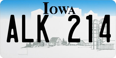 IA license plate ALK214