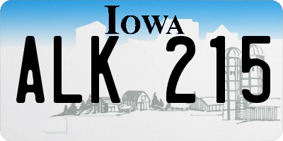 IA license plate ALK215