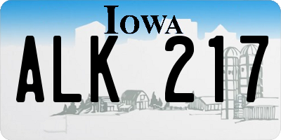 IA license plate ALK217