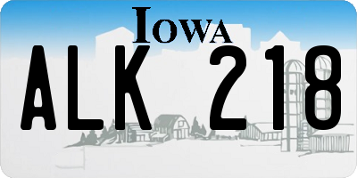 IA license plate ALK218