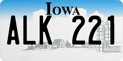 IA license plate ALK221