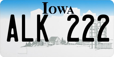 IA license plate ALK222