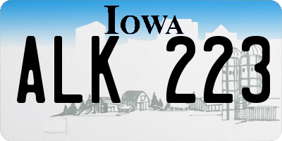 IA license plate ALK223
