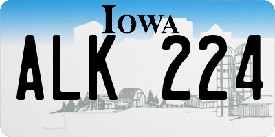 IA license plate ALK224