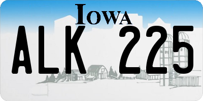 IA license plate ALK225