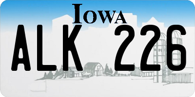 IA license plate ALK226