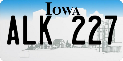 IA license plate ALK227