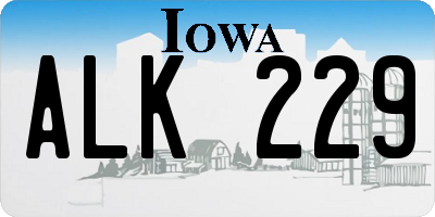 IA license plate ALK229