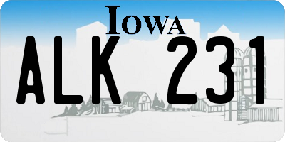 IA license plate ALK231