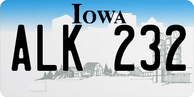 IA license plate ALK232