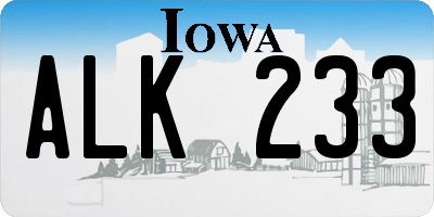 IA license plate ALK233