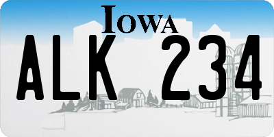 IA license plate ALK234