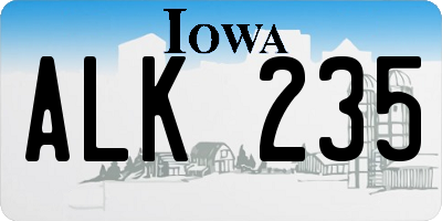 IA license plate ALK235