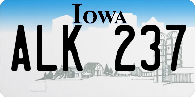 IA license plate ALK237