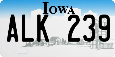 IA license plate ALK239
