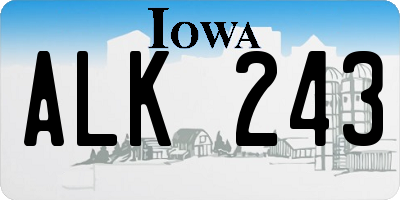 IA license plate ALK243