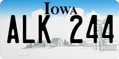 IA license plate ALK244