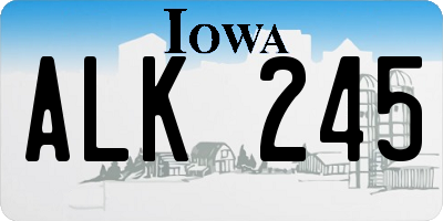IA license plate ALK245