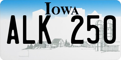 IA license plate ALK250