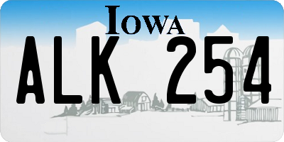 IA license plate ALK254