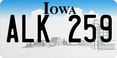 IA license plate ALK259