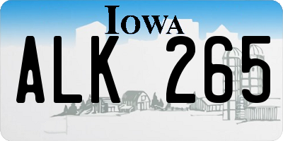 IA license plate ALK265