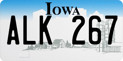 IA license plate ALK267