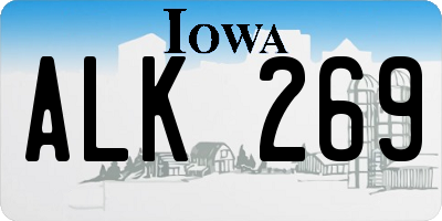 IA license plate ALK269