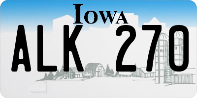 IA license plate ALK270
