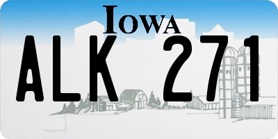 IA license plate ALK271