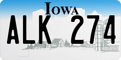 IA license plate ALK274