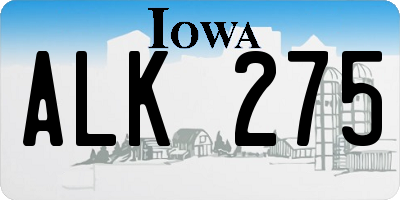 IA license plate ALK275