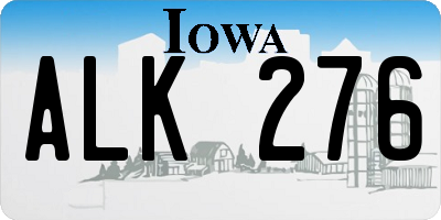 IA license plate ALK276
