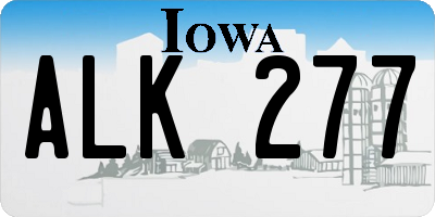 IA license plate ALK277