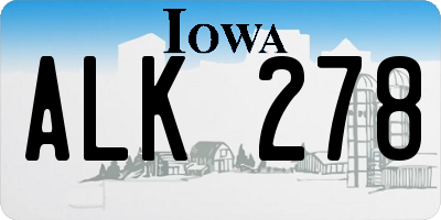 IA license plate ALK278