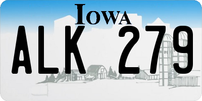 IA license plate ALK279