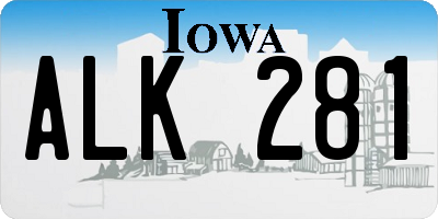IA license plate ALK281