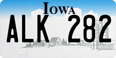 IA license plate ALK282