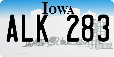 IA license plate ALK283