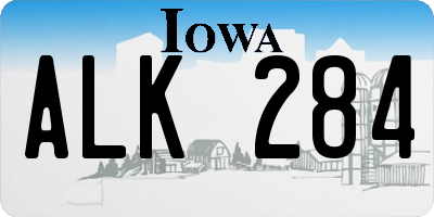 IA license plate ALK284