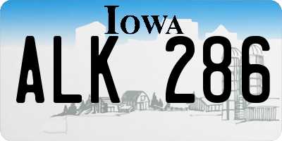 IA license plate ALK286