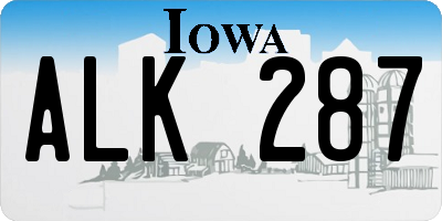 IA license plate ALK287