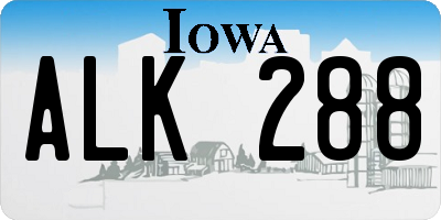 IA license plate ALK288