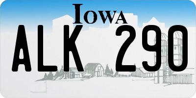 IA license plate ALK290