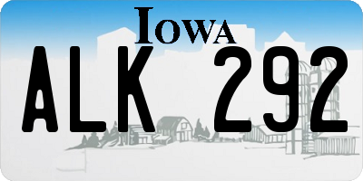 IA license plate ALK292