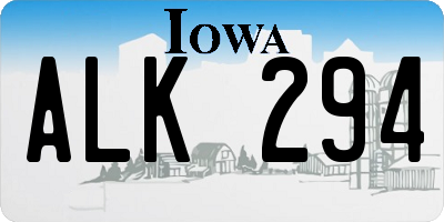 IA license plate ALK294