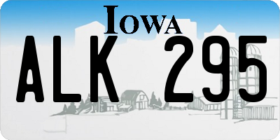 IA license plate ALK295