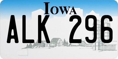 IA license plate ALK296