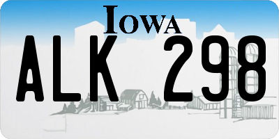 IA license plate ALK298