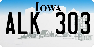 IA license plate ALK303